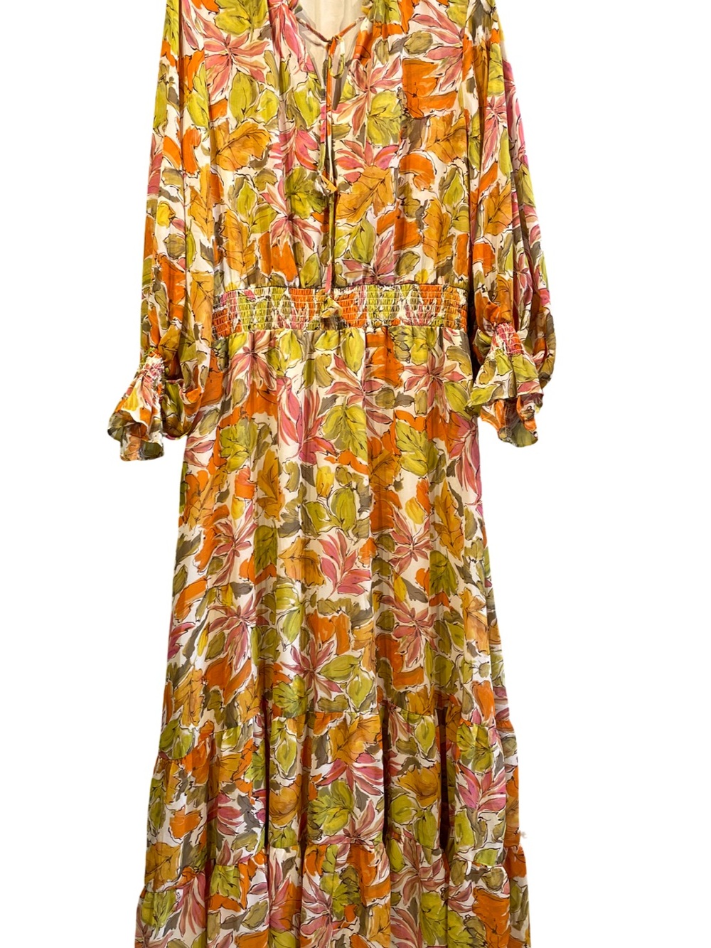 Vince Camuto NWT Floral Long Sleeve chiffon, Maxi Dress XLAutumn Foliage